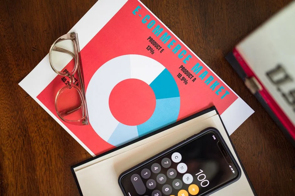 A close-up of a tablet displaying a colorful candlestick chart, ideal for finance and technology themes.